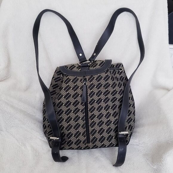 Vintage 90s Nine West Small Canvas Backpack Purse Black Gray - Picture 6 of 15